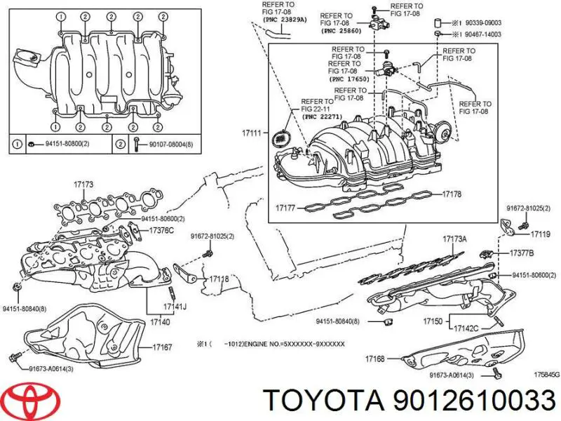 Espárrago del colector de escape 9012610033 Toyota