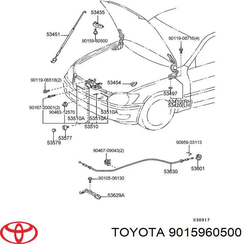 Пистон (клип) крепления накладок порогов Toyota 9015960500 цена, от 0.94 USD