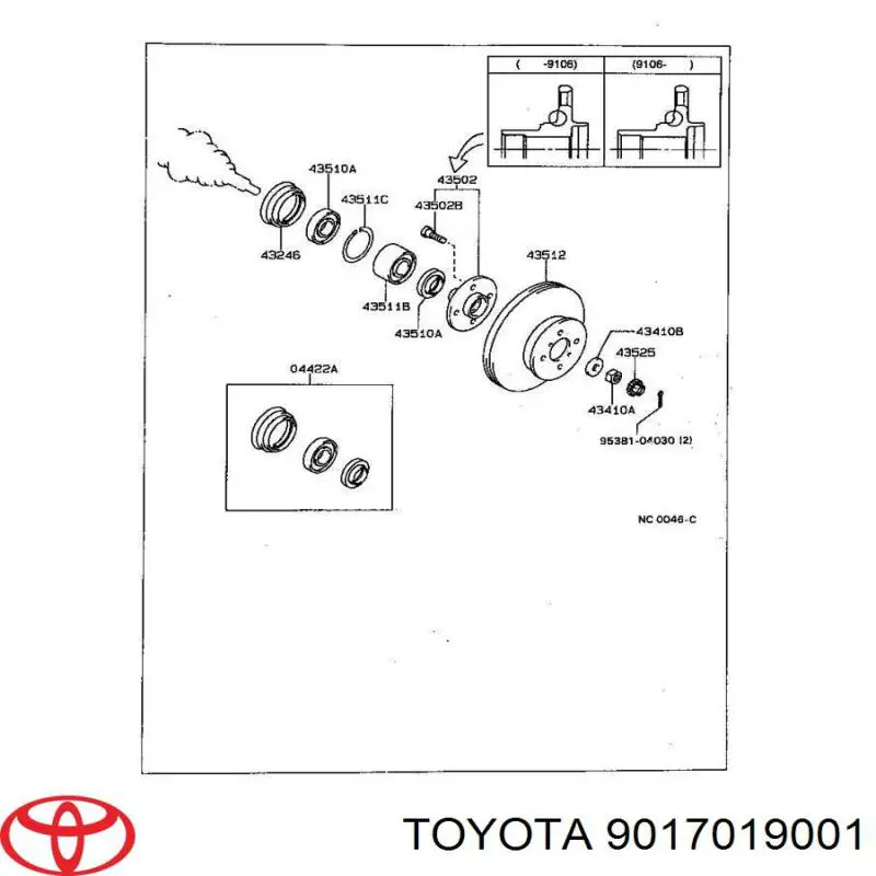 9017019001 Toyota гайка ступицы передней