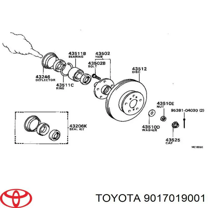 Гайка ступицы передней Toyota 9017019001 цена, от 2.96 USD