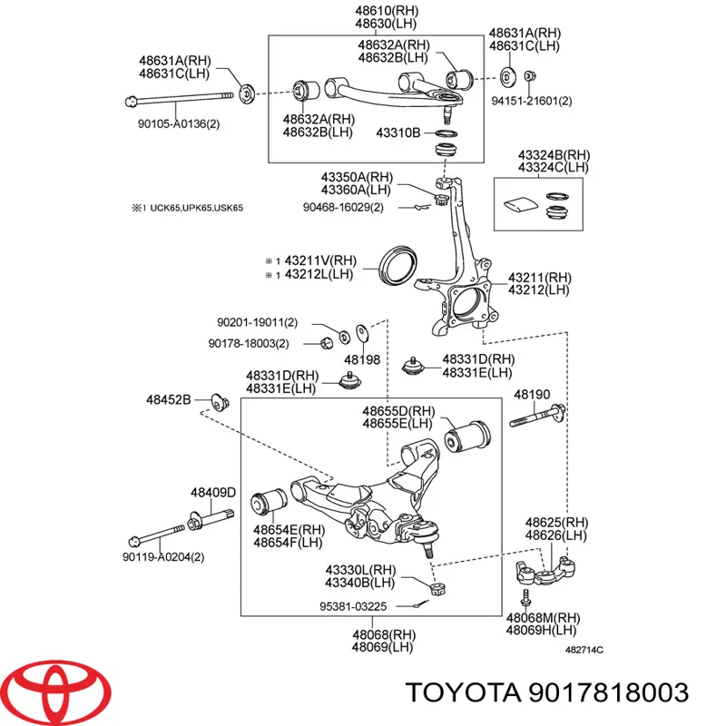 Гайка заднего нижнего рычага эксценрическая (развала) Toyota 9017818003