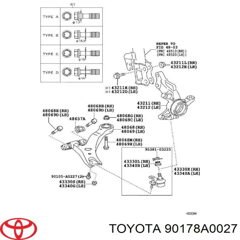 Гайка крепления амортизатора Toyota 90178A0027 цена, от 1.73 USD
