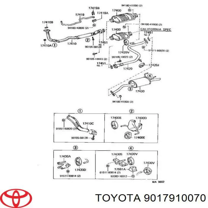 Гайка кріплення приймальної труби глушника (штанів) 9017910070 Toyota/Lexus