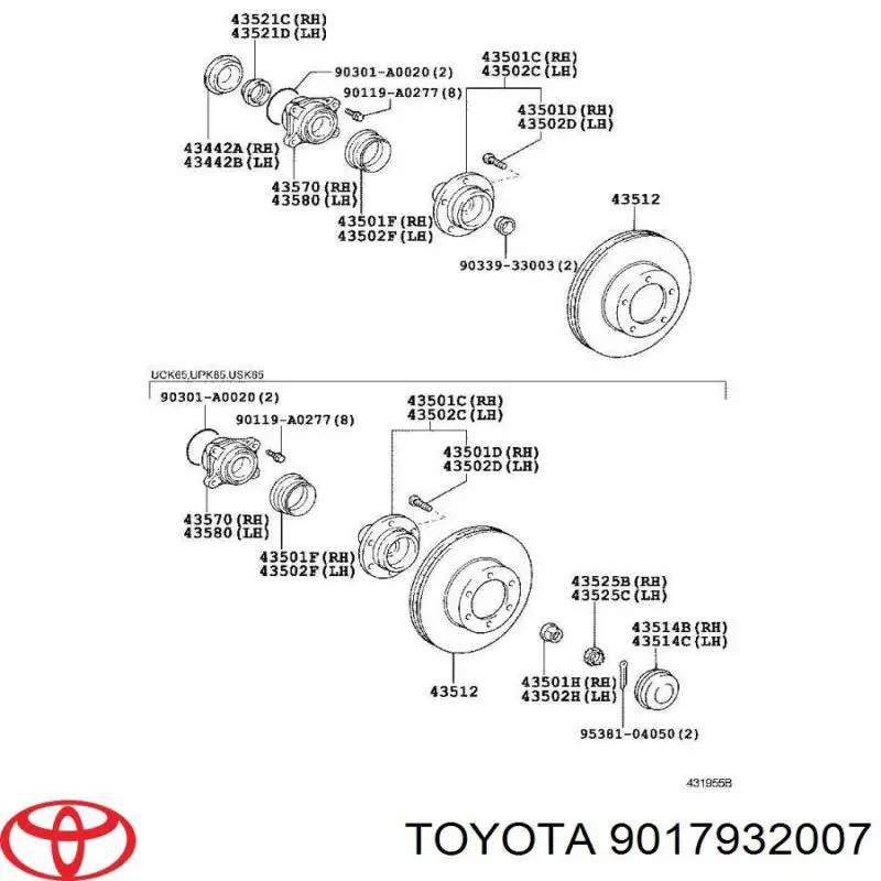 Гайка ступицы передней на Toyota Land Cruiser J200