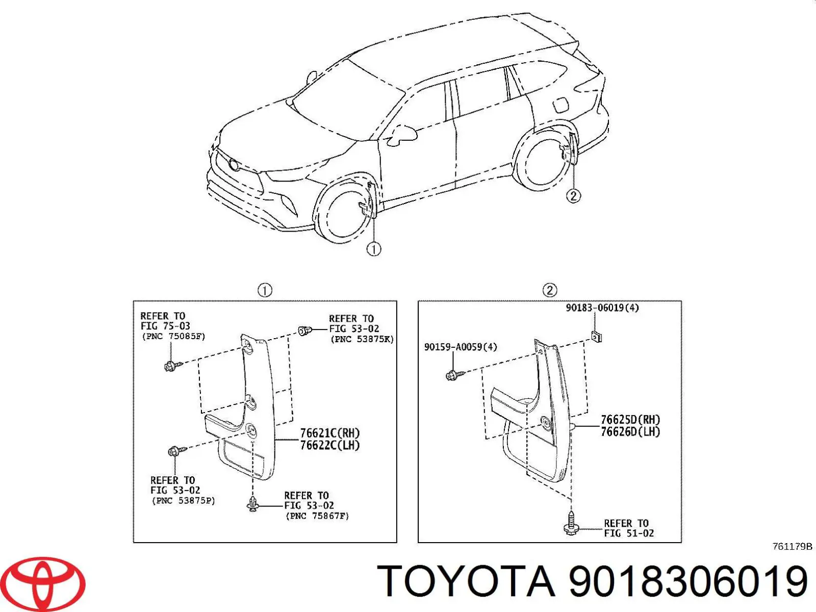 9018306019 Toyota пистон (клип крепления брызговика)