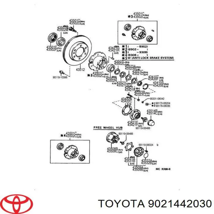 9021442030 Toyota кольцо стопорное подшипника передней ступицы