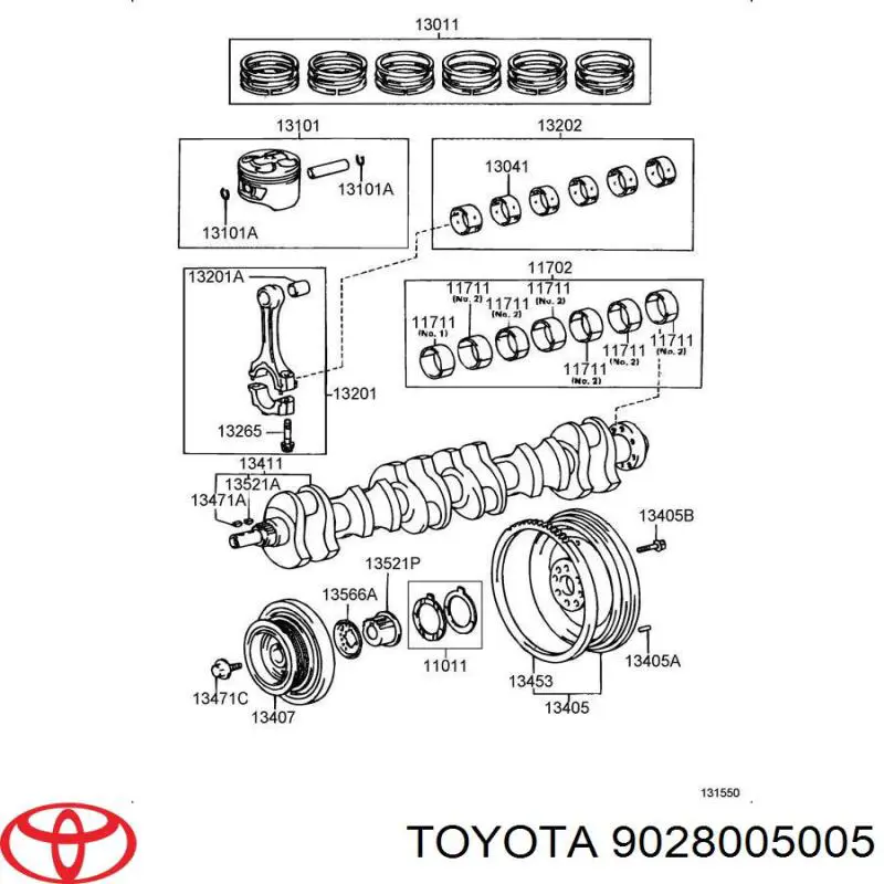 Шпонка коленвала на Toyota Camry V10