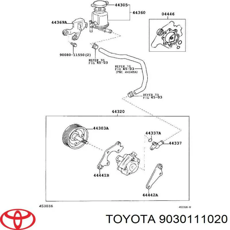 Кольцо уплотнительное трубки ГУР на Toyota Avensis Verso 