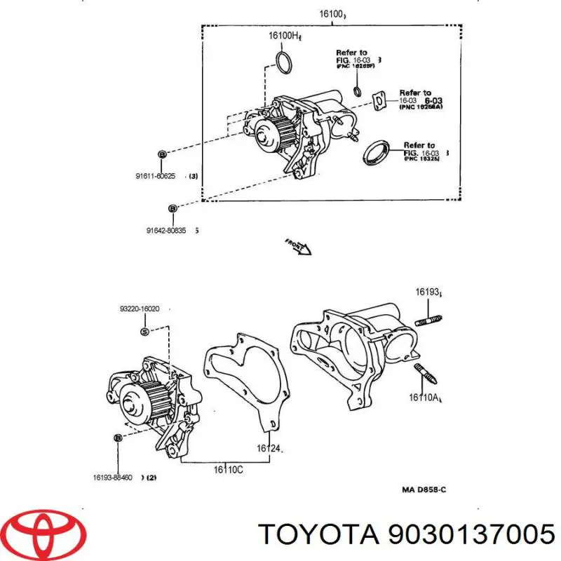 Vedante de bomba de água para Toyota RAV4 (XA)