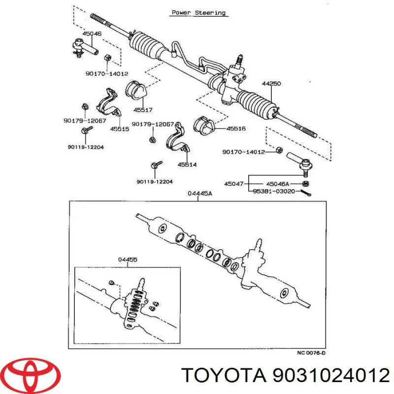 Сальник рулевой рейки TOYOTA 9031024012