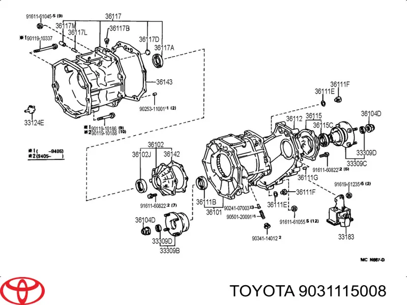 9031115008 Toyota bucim de saída dianteira da caixa de transferência