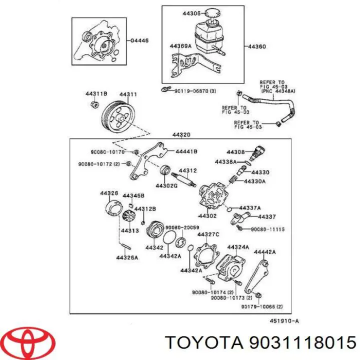 Сальник насоса ГУР руля на Toyota Hiace III 