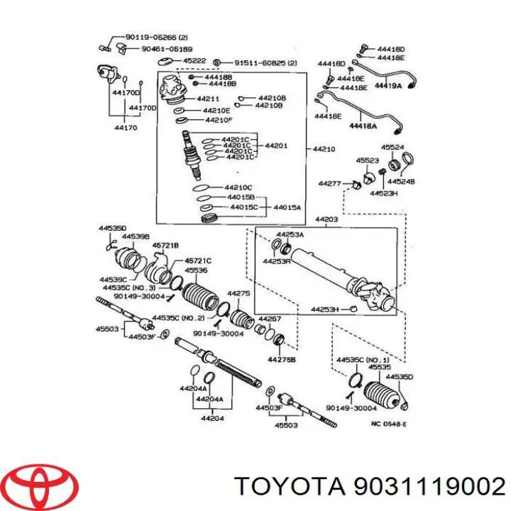 9031119002 Toyota сальник рулевой рейки/механизма (см. типоразмеры)