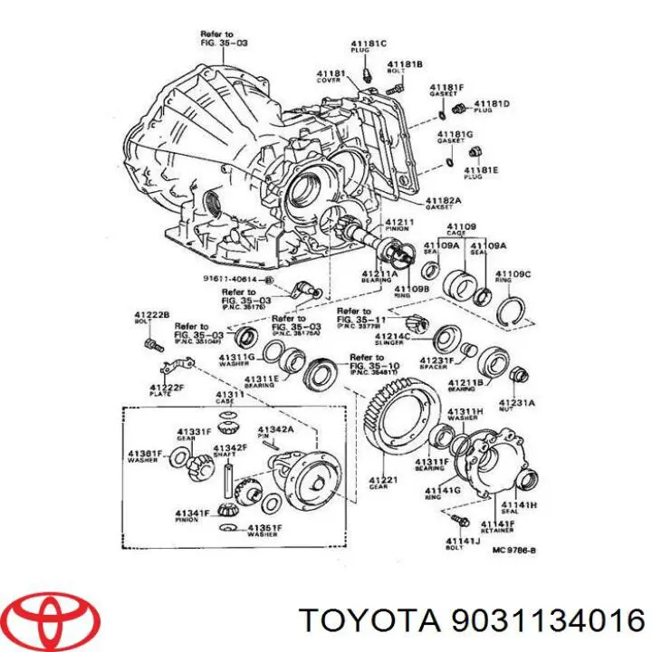 Сальник піввісі переднього моста, правою 9031134016 Toyota