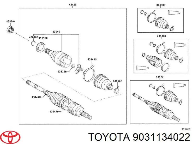 Сальник левой полуоси переднего моста Toyota 9031134044