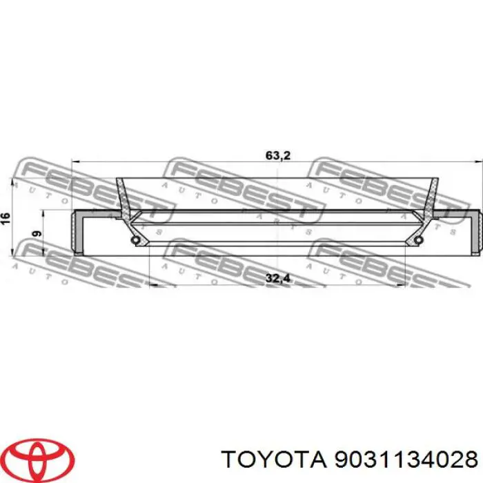 Сальник полуоси переднего моста левой на Toyota Avensis T22