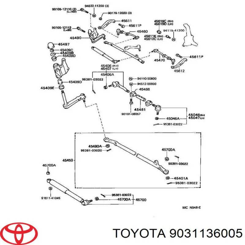 9031136005 Toyota сальник рулевой рейки/механизма (см. типоразмеры)
