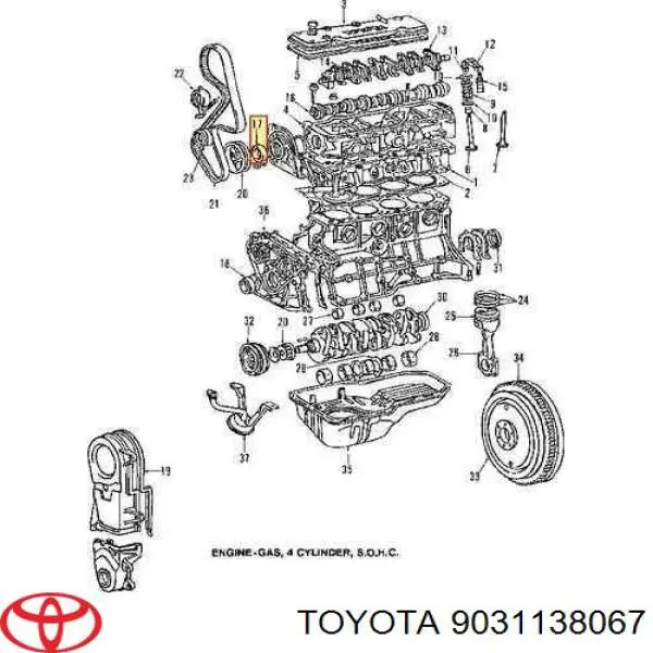 Сальник распредвала двигателя передний Toyota 9031138067
