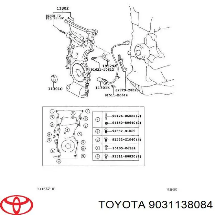 9031138084 Toyota сальник коленвала двигателя передний