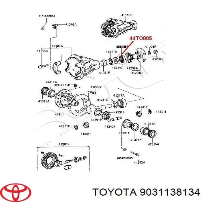 Anillo retén, Diferencial trasero 9031138134 Toyota