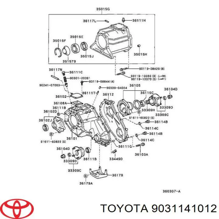 9031141012 Toyota Bucim de saída dianteira da caixa de transferência