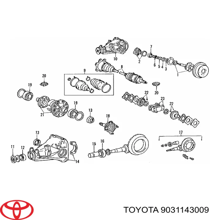 Anillo retén de semieje, eje trasero 9031143009 Toyota/Lexus