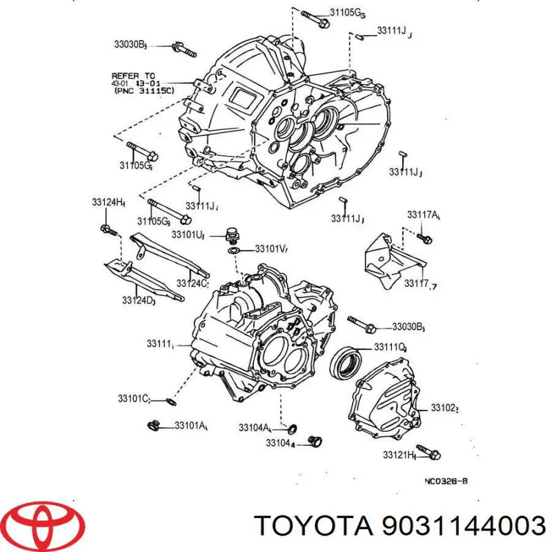 Bucim do semieixo esquerdo do eixo dianteiro para Toyota RAV4 (XA)