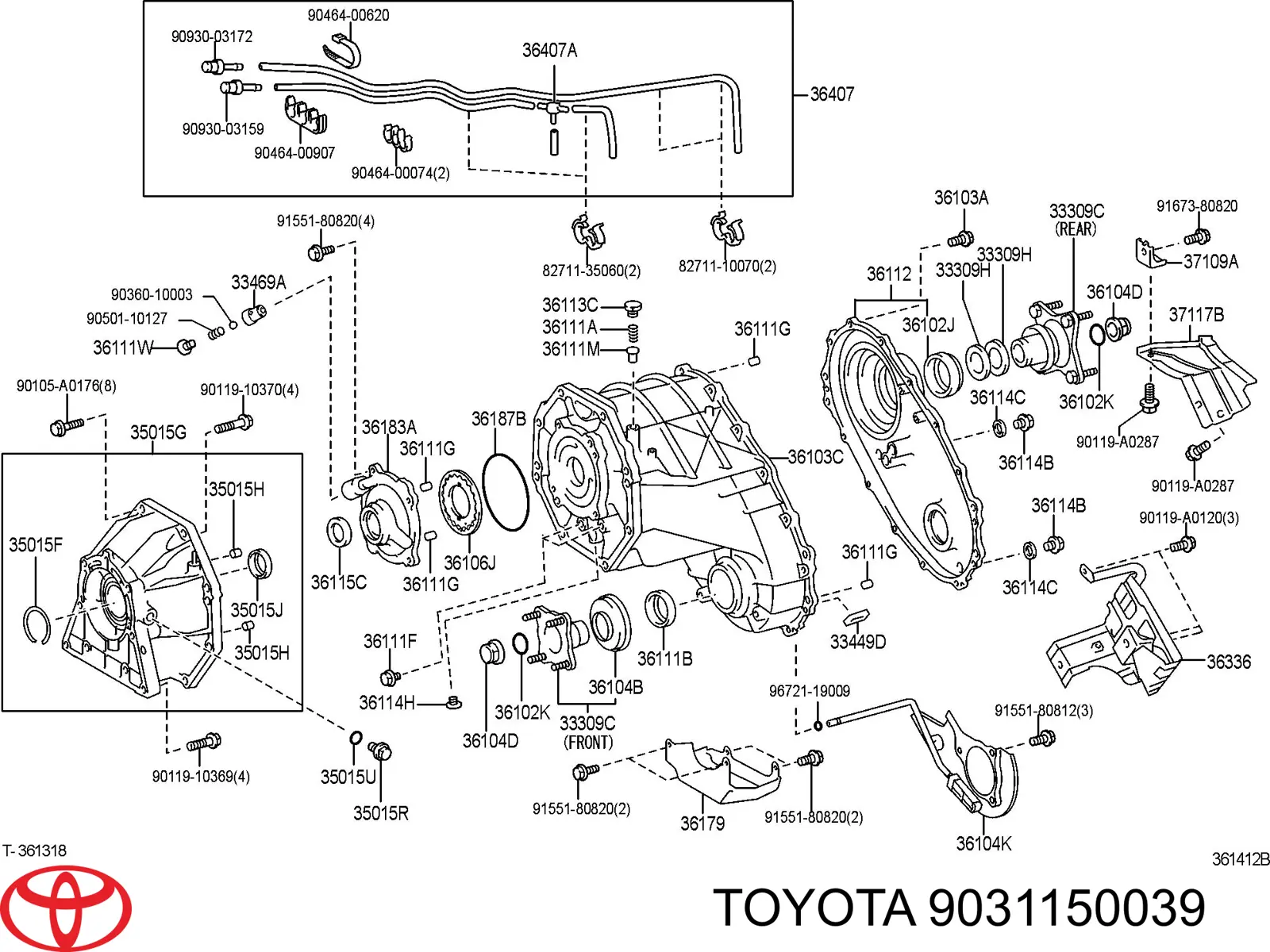 9031150039 Toyota bucim de saída dianteira da caixa de transferência