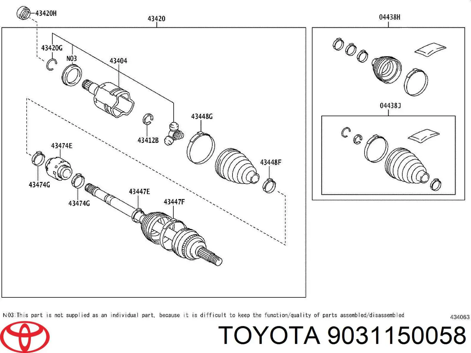 Bucim do semieixo esquerdo do eixo dianteiro para Toyota Yaris (P21)