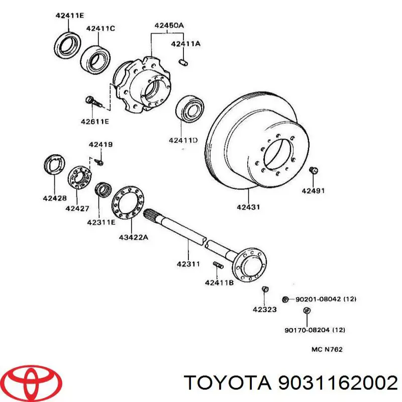 9031162002 Toyota сальник задней ступицы внутренний