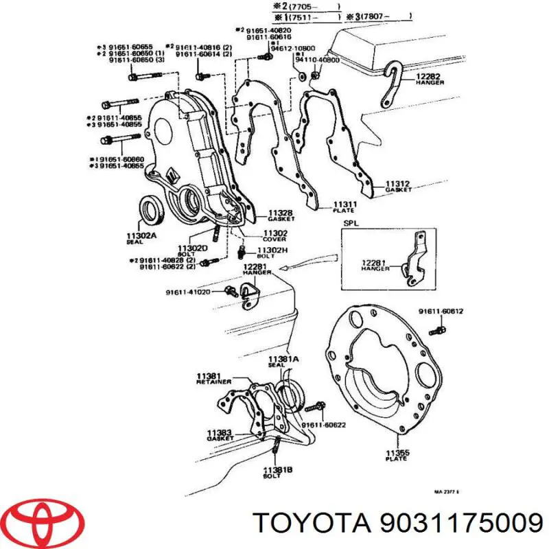 9031175009 Toyota сальник коленвала двигателя задний