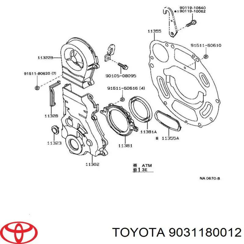 9031180012 Toyota сальник коленвала двигателя задний