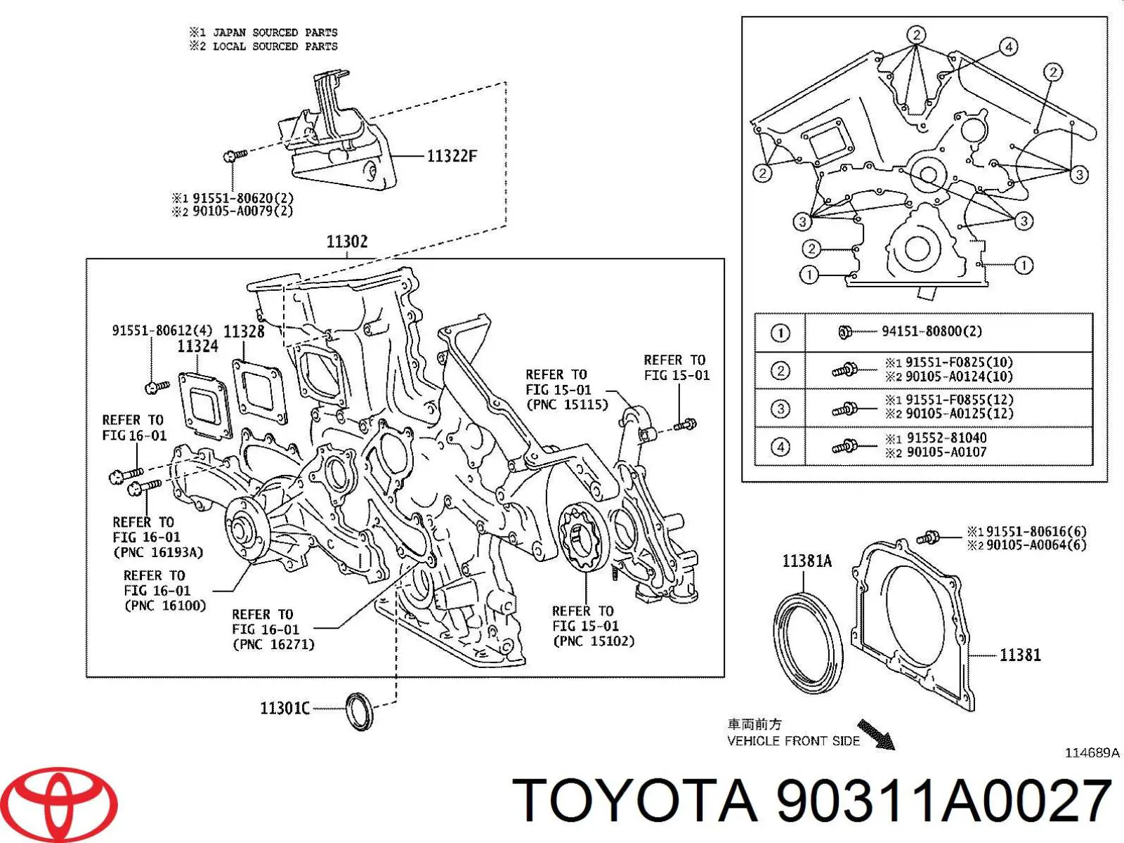 Купить 90311A0027 Toyota Сальник коленвала задний