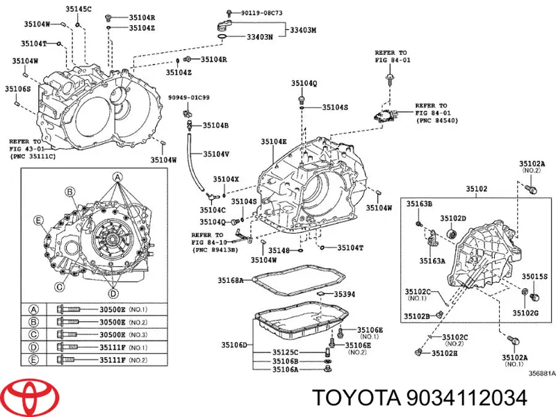 9034112034 Toyota tampão de panela da caixa automática de mudança