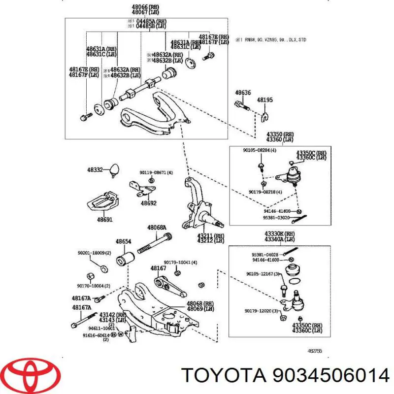 Tampão da junta esférica frontal para Toyota Liteace (CM30G, KM30G)