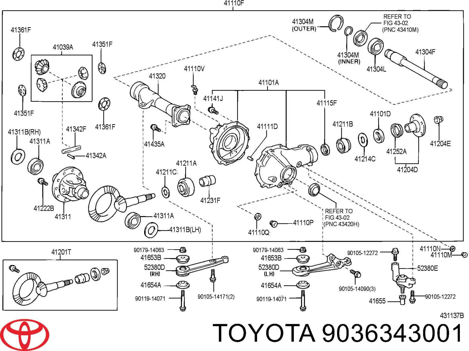 Rolamento de diferencial do eixo dianteiro Toyota 90363T0014