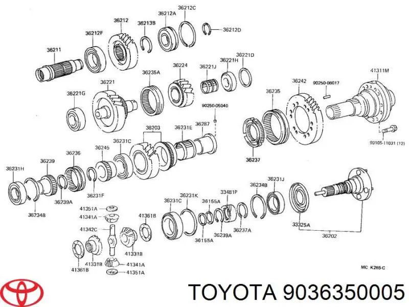 Rolamento da caixa de transferência, da árvore de saída, traseiro para Toyota Land Cruiser (J10)