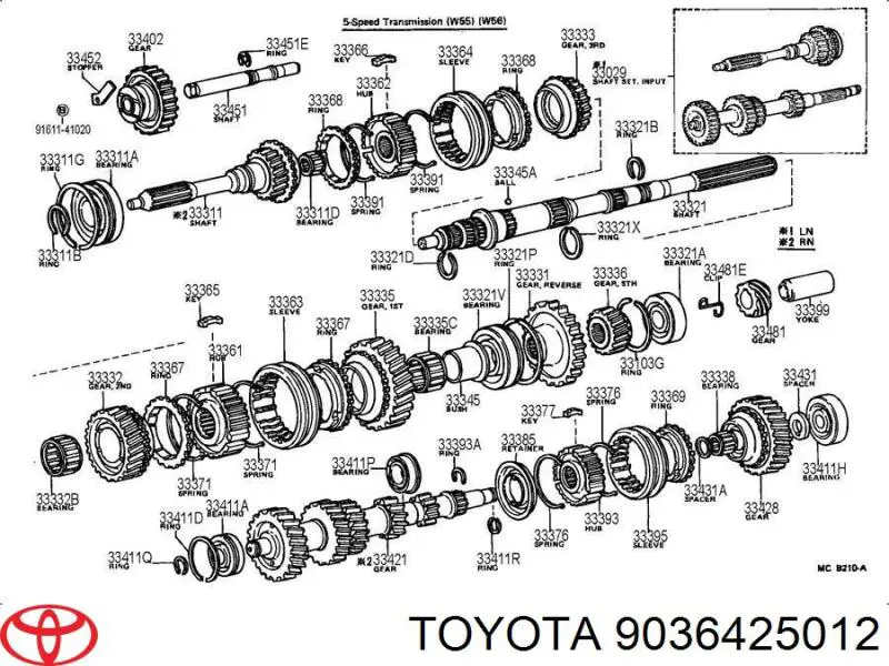 Подшипник первичного вала КПП на Toyota Land Cruiser 90 