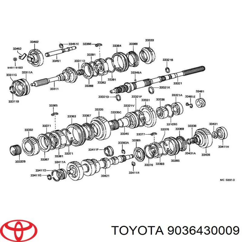 Подшипник шестерни 5-й передачи КПП 9036430009 Toyota