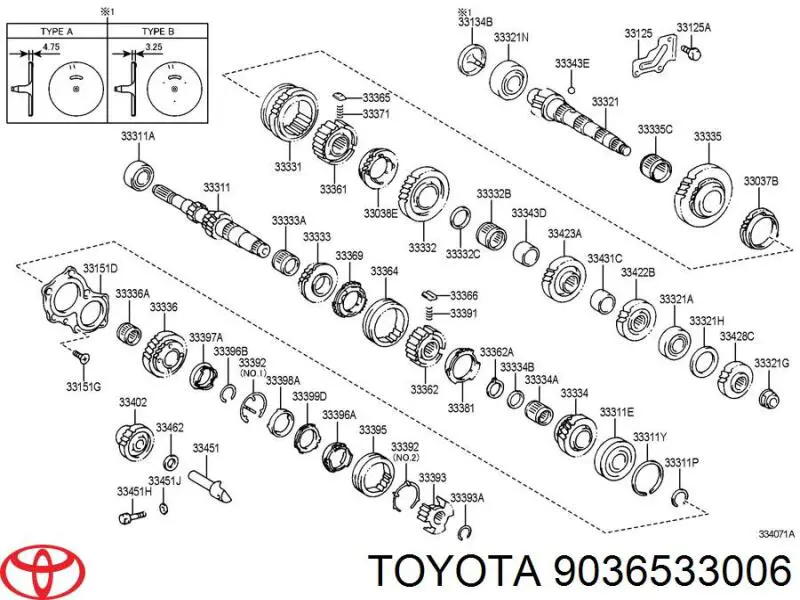 9008037017 Toyota rolamento da árvore secundária da caixa de mudança