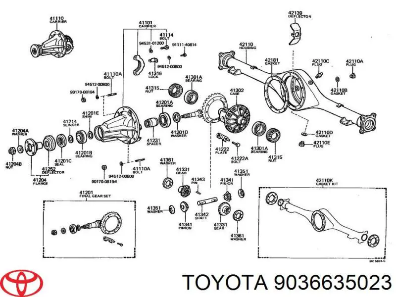 Rolamento interno da haste do eixo traseiro para Toyota Hilux (N)
