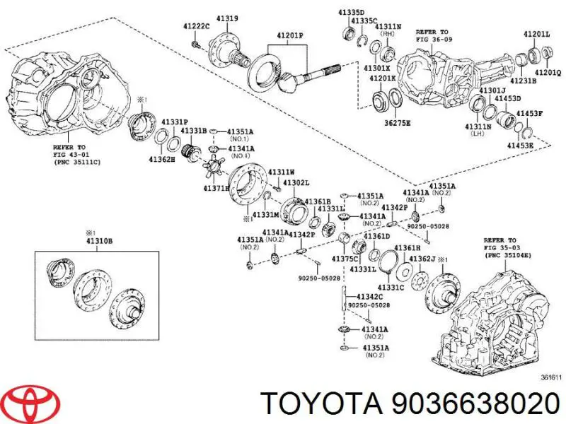 Rolamento de diferencial do eixo dianteiro para Toyota Sienna 