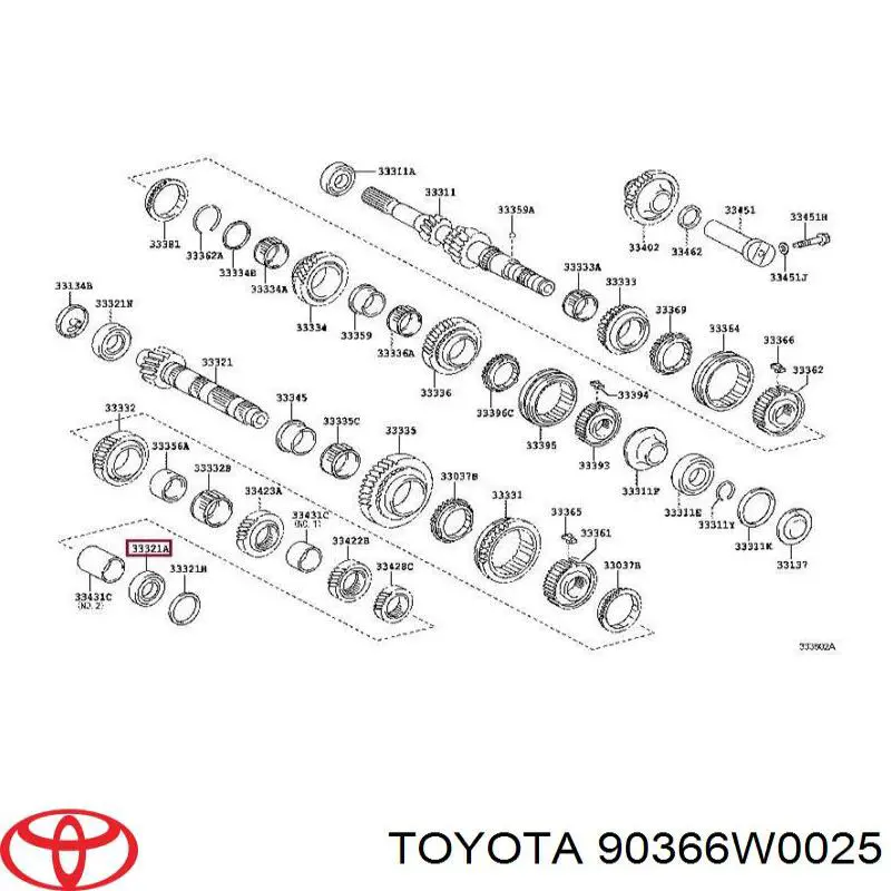 90366W0025 Toyota rolamento da árvore secundária da caixa de mudança