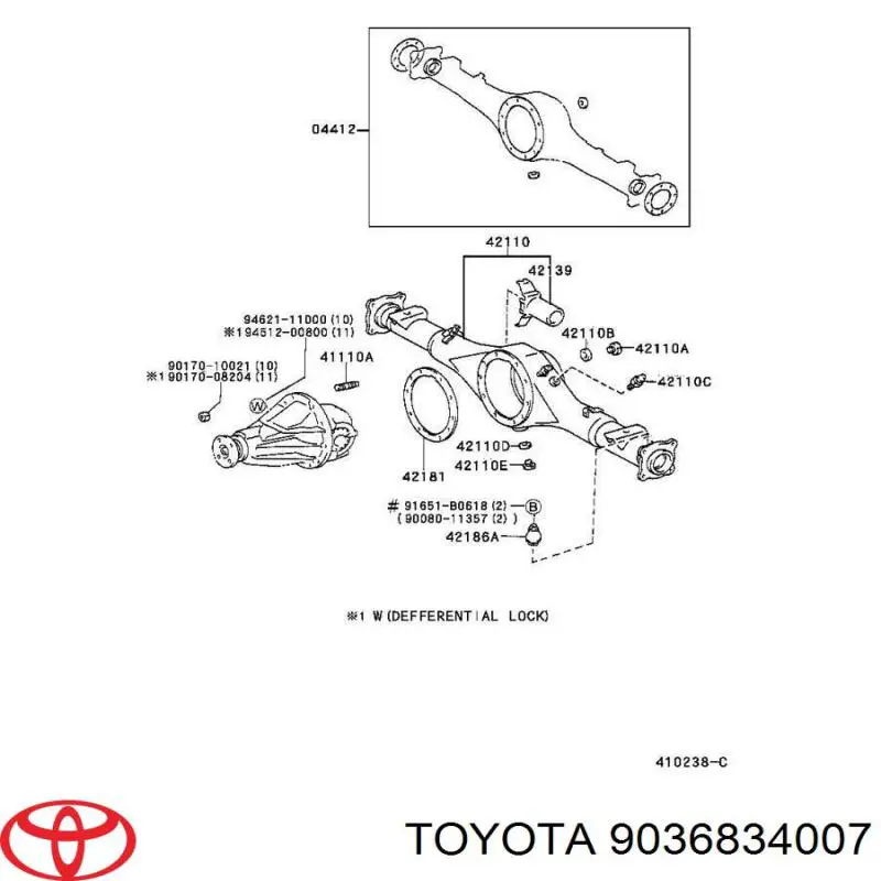 Подшипник хвостовика заднего моста внутренний 9036834007 Toyota