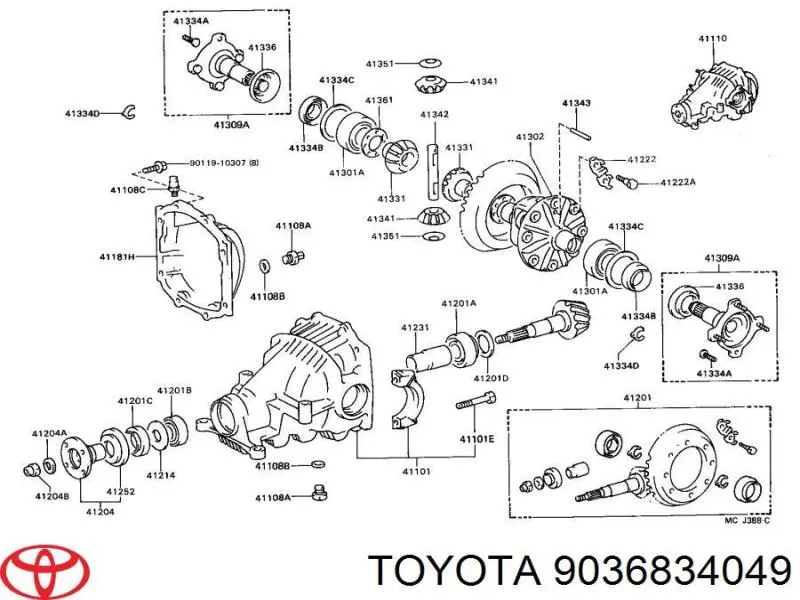 Подшипник хвостовика заднего моста внутренний 9036834049 Toyota