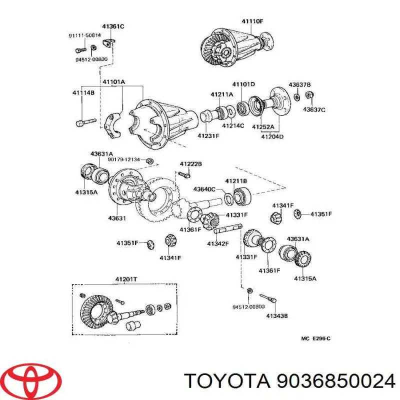 Cojinete interno del cubo de la rueda delantera 9036850024 Toyota