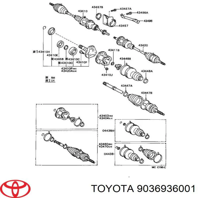 Подвесной подшипник передней полуоси 9036936001 Toyota