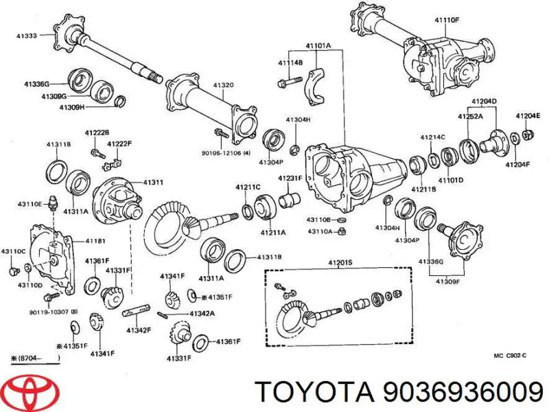 Rolamento do semieixo do eixo dianteiro para Toyota T100 
