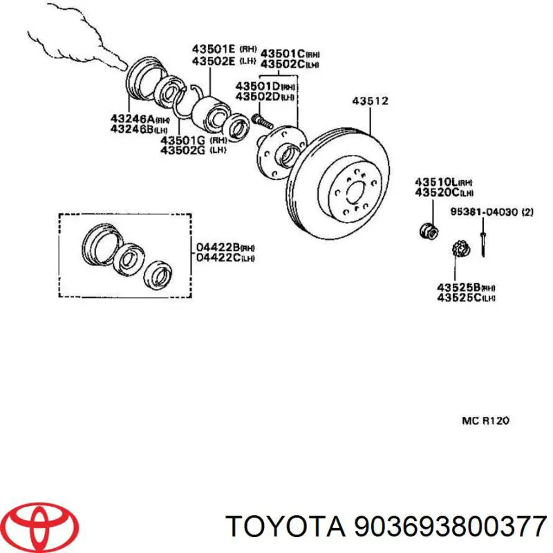 Подшипник ступицы 903693800377 Toyota