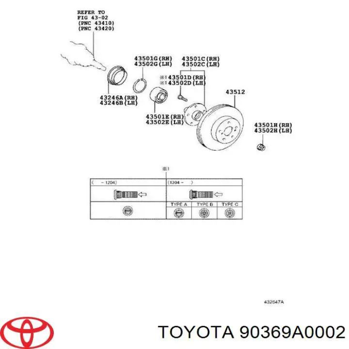 Подшипник ступицы передней Toyota 90369A0002
